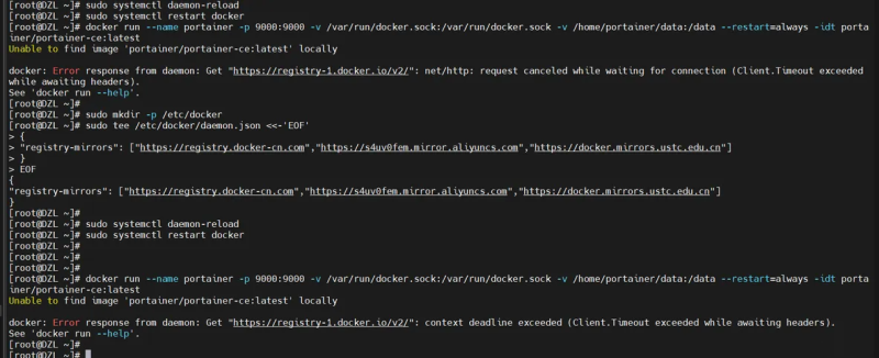 Docker: Error response from daemon: Get “https://registry-1.docker.io/v2/“: context deadline exceede-吾爱懒猫